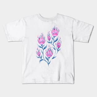 Fire Flower - Light Pink Kids T-Shirt